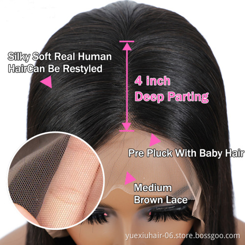 150% 180% 5x5 Lace Front Human Hair Wigs For Black Women Malaysian Straight Remy Transparent Closure Human Hair Wigs